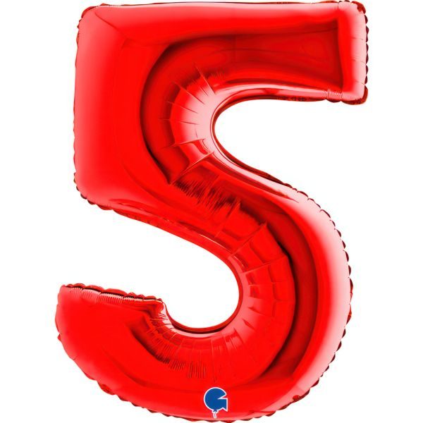 Балон „Цифра 5“ 40′  цвят: червена -1бр. в оп.
