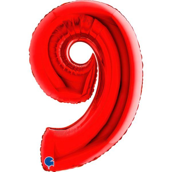 Балон „Цифра 9“ 40′  цвят: червена -1бр. в оп.