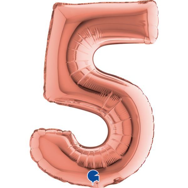 Балон „Цифра 5“ 14′. цвят: розово злато -1бр. в оп.