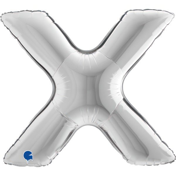 Балон „Буква X“ 40′ цвят: сребро