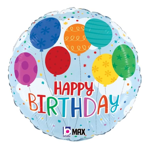 Балони „Happy Birthday с балони“-мини 9′ -5бр.