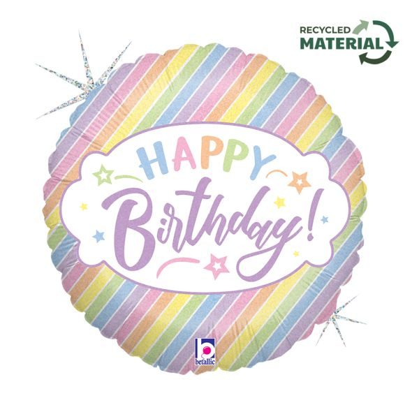 Балон „Happy Birthday“ 18′ цвят „Макарон“ -1бр. в оп.