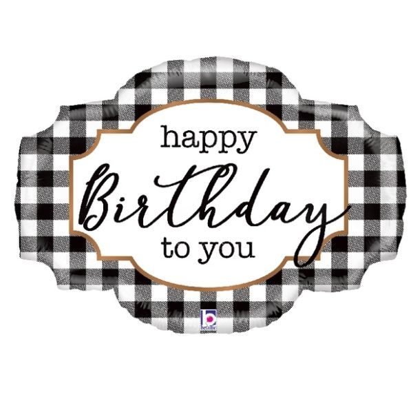 Балон „Happy Birthday каре-черно и бяло“ 32′ -1бр. в оп.