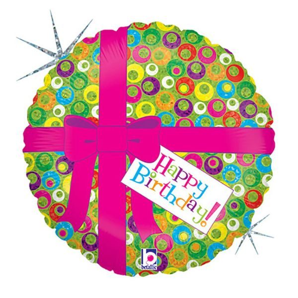 Балон „Happy Birthday с розова панделка“ 18′-1бр.