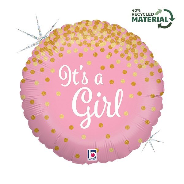 Балон „It’s a girl златни конфети“ 18′-1бр.