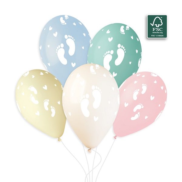 Балони с печат GS120„Бебешки крачета Marshmallow-mix“ 13′-50бр.