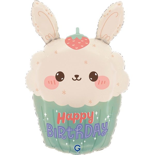 Балон „Мъфин със зайче Happy Birthday“ 24′ -1бр. в оп.
