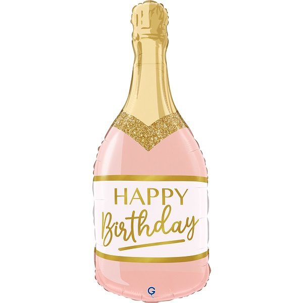 Балон „Розова бутилка Happy Birthday“ 32′-1бр. в оп.