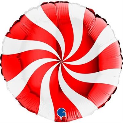 Балон „Swirly“ 36′ цвят: бяло и червено -1бр.