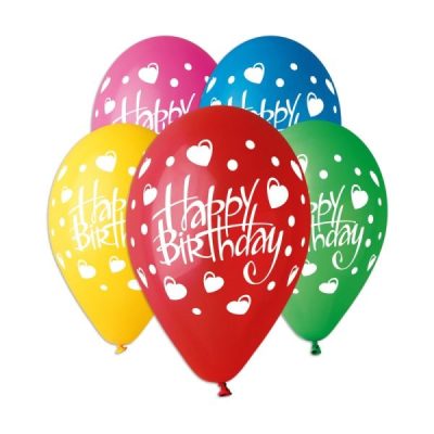 Балони блистер „Happy Birthday“ 12′-10бр. в оп.