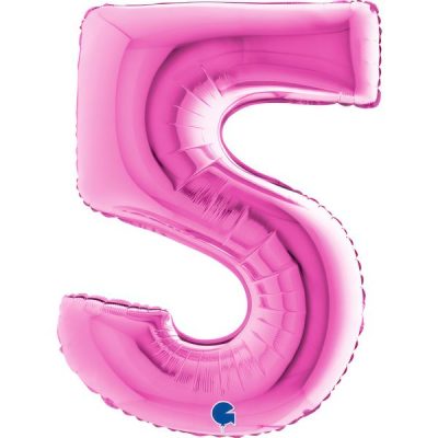 Балон „Цифра 5“ 40′  цвят: циклама -1бр. в оп.