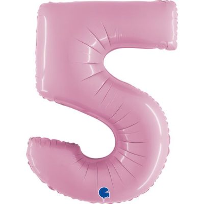 Балон „Цифра 5“ 40′  цвят: бебешко розова -1бр. в оп.