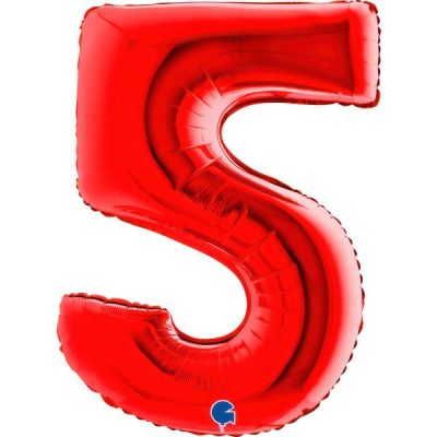 Балон „Цифра 5“ 40′  цвят: червена -1бр. в оп.