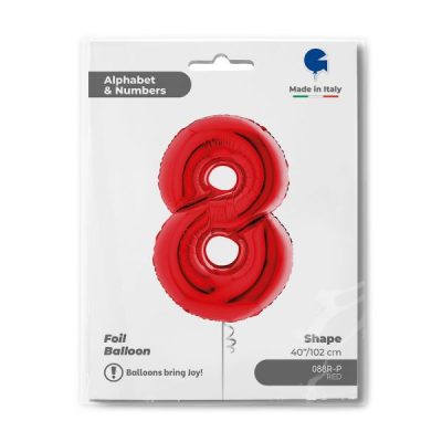 Балон „Цифра 8“ 40′  цвят: червена -1бр. в оп.