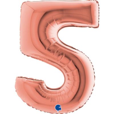 Балон „Цифра 5“ 40′  цвят: розово злато -1бр. в оп.