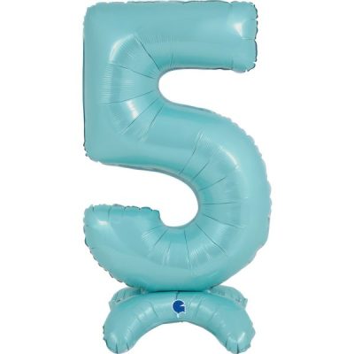 Балон „Цифра 5“ 25′ със стойка  цвят: бебешко синя -1бр. в оп.