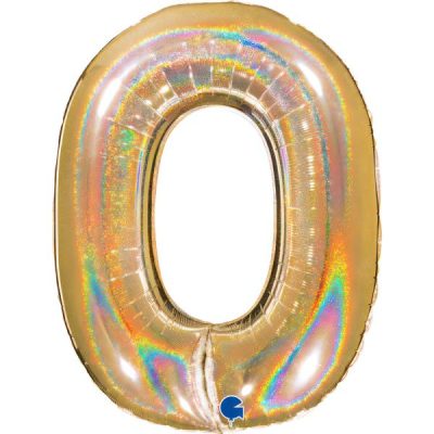 Балон „Цифра 0“ 40′. цвят: злато-глитер-1бр. в оп.