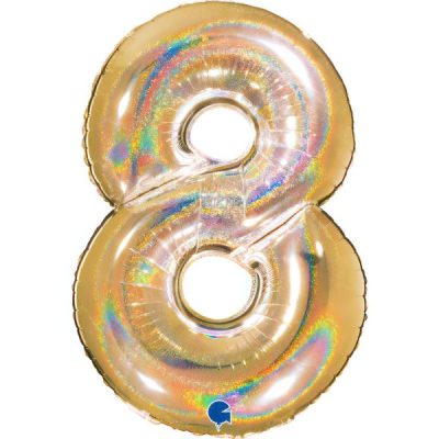 Балон „Цифра 8“ 40′  цвят: злато-глитер -1бр. в оп.