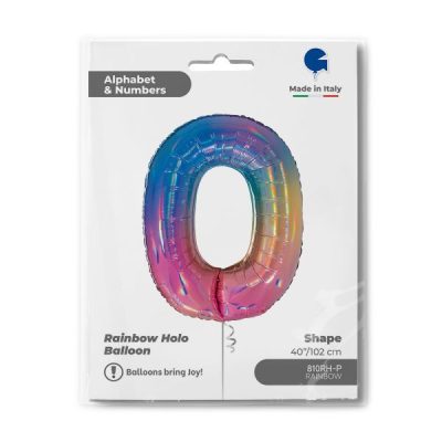 Балон „Цифра 0“ 40′ Rainbow -1бр. в оп.