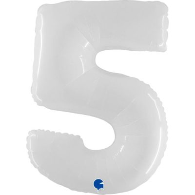 Балон „Цифра 5“ 40′  цвят: бяла -1бр. в оп.