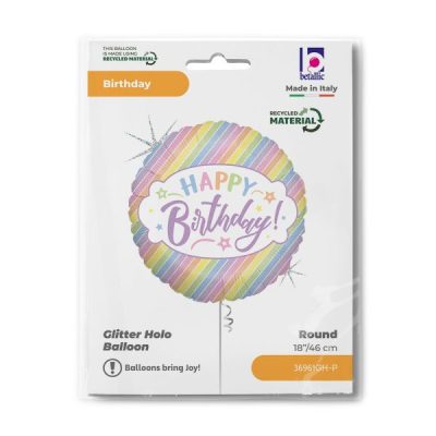 Балон „Happy Birthday“ 18′ цвят „Макарон“ -1бр. в оп.