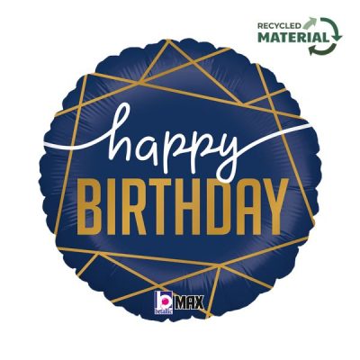 Балон „Happy Birthday“ 18′ цвят „Нави“ -1бр. в оп.
