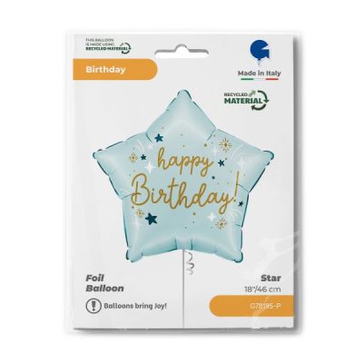 Балон „Happy Birthday-светло синя звезда“ 18′ -1бр. в оп.