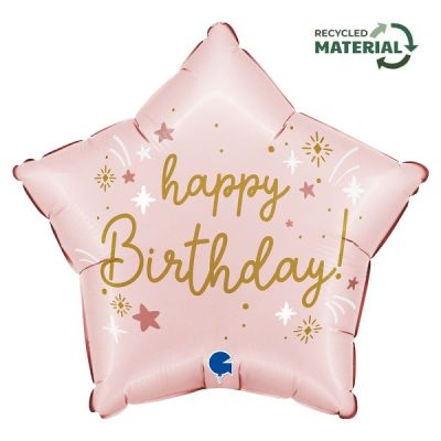 Балон „Happy Birthday-светло розова звезда“ 18′ -1бр. в оп.