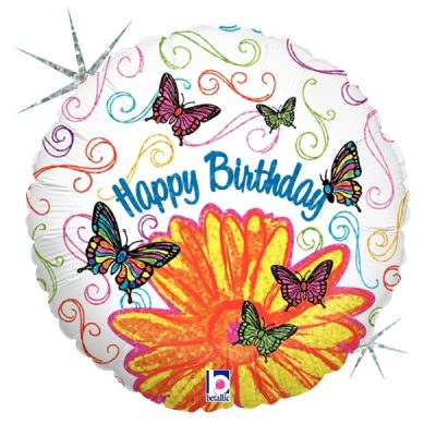 Балон „Happy Birthday-Арт пеперуди“ 18′ -1бр.