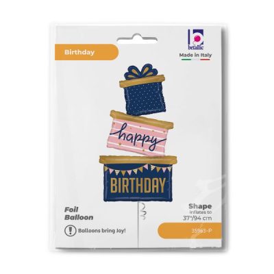 Балон „Три подаръка Happy Birthday“ 37′ -1бр. в оп.