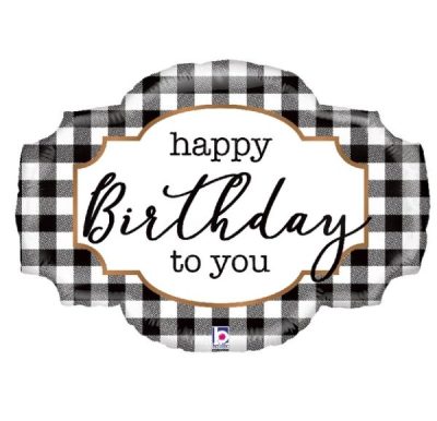 Балон „Happy Birthday каре-черно и бяло“ 32′ -1бр. в оп.