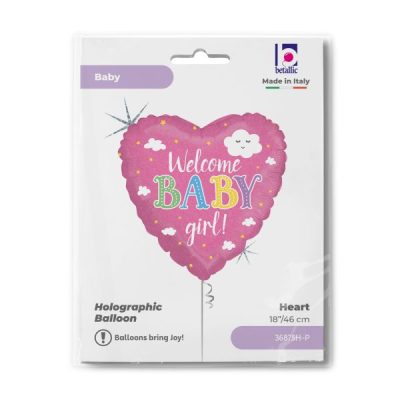 Балон „Сърце-Welcome Baby Girl“ 18′ -1бр. в оп.
