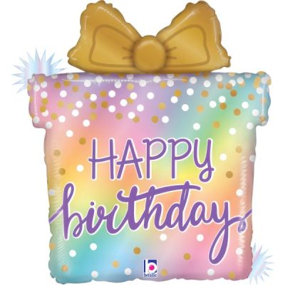 Балон подарък „Happy Birthday-опал“ 23′-1бр. в оп.