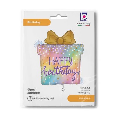 Балон подарък „Happy Birthday-опал“ 23′-1бр. в оп.