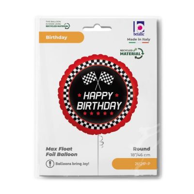 Балон „Happy Birthday с кариран флаг“ 18′-1бр. в оп.