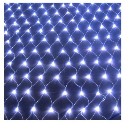Мрежа LED 120 бели лампички с прозрачен кабел -1бр.