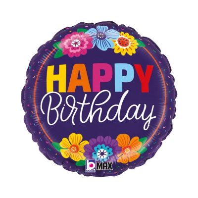 Балон „Happy Birthday цветя“ 18′-1бр.