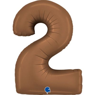 Балон „Цифра 2“ 40′. цвят: шоколад сатен-1бр.