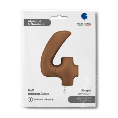 Балон „Цифра 4“ 40′. цвят: шоколад сатен-1бр.
