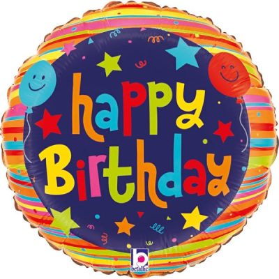 Балони „Happy Birthday звезди и усмивки“-мини 9′-5бр.