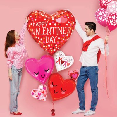 Балон „Сърца Happy Valentine’s Day“ 58′-1бр. в оп.