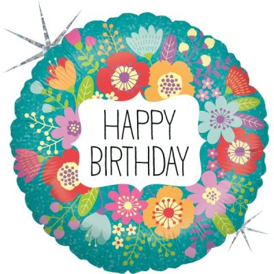 Балон „Happy Birthday-диви цветя“ 18′-1бр.
