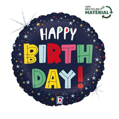 Балон „Happy Birthday-цветни звездички“ 18′-1бр.