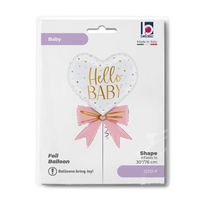 Балон „Сърце с розова панделка Hello Baby“ 29′ -1бр. в оп.