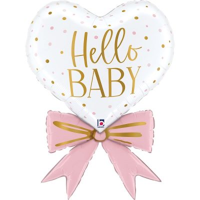 Балон „Сърце с розова панделка Hello Baby“ 29′ -1бр. в оп.